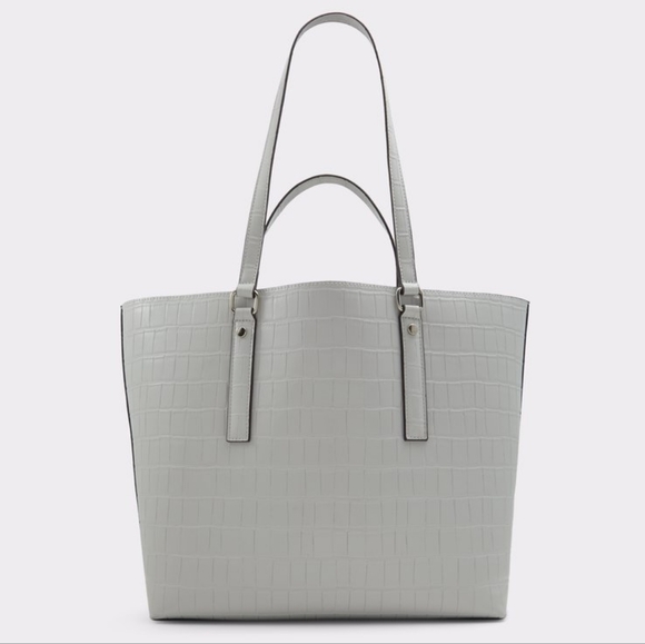 NEW with tags ALDO Faux Crocodile Skin Tote carry all bag gray color - Picture 5 of 5